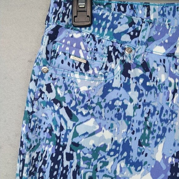 Nine West Chrystie Capri Jeans Womens 8 Blue Allover Print Crop Comfort Spring - Picture 4 of 13